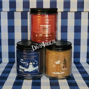 3x Bath & Body Works Christmas Single Wick Scented 7oz Mason Jar Candles